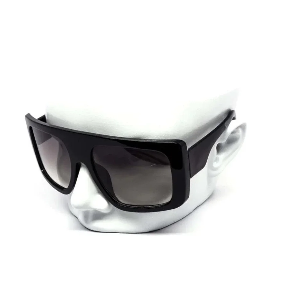 Womens Oversized Flat Top Shield Sunglasses Black Square Frame Gradient Lens New